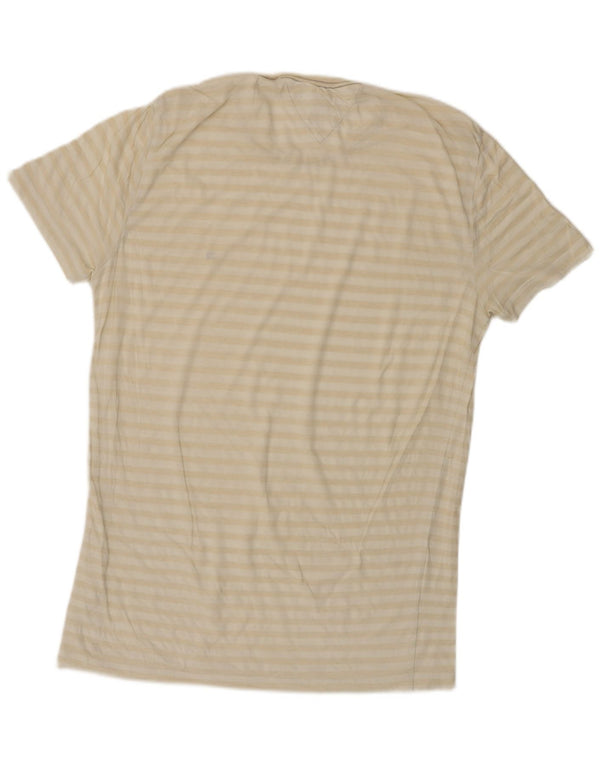 Tommy Hilfiger Herren Slim Fit T-Shirt Top XL Beige gestreift aus Baumwolle