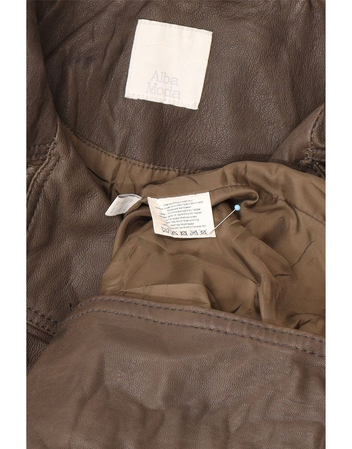 ALBA MODA Damen Militär-Ledermantel UK 20 2XL Braunes Leder