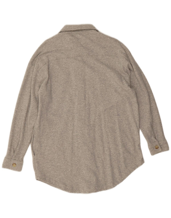 Reiss Damen-Hemdkleid in Übergröße, UK 14, mittelgrau gefleckte Baumwolle