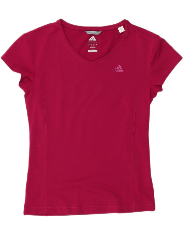 Adidas Damen Climalite T-Shirt Top UK 16 Large Rosa Polyester