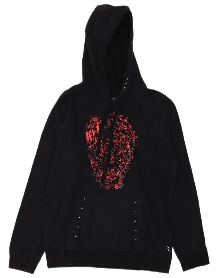 Vans Damen Graphic Hoodie Pullover UK 14 Medium Schwarz