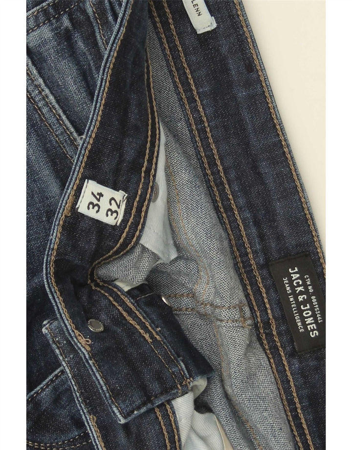 Jack & Jones Herren GLENN Slim Jeans W34 L32 Blaue Baumwolle