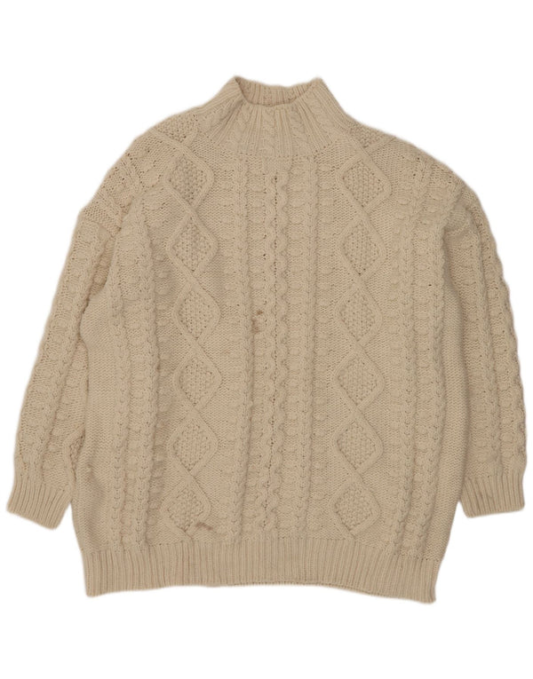 Zara Damen-Pullover mit Rollkragen, übergroß, Größe 40, Beige