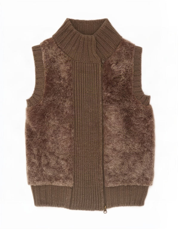 Massimo Dutti Damen-Cardigan-Pullover UK 12 Medium Khaki Colourblock