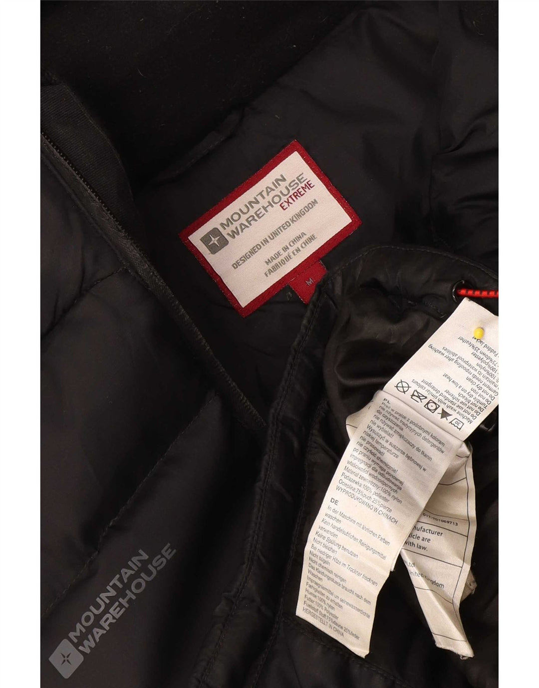 Mountain Warehouse Wattierte Herrenjacke mit Kapuze, UK 38, Mittelschwarzes Nylon