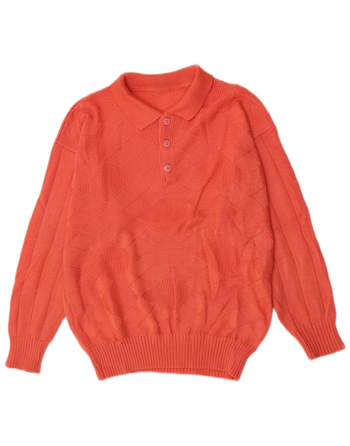 Vintage Herren Rollkragenpullover Pullover Klein Orange Argyle/Diamant
