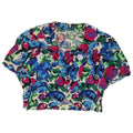 Vintage Damen Crop Shirt Bluse IT 42 Medium Mehrfarbig geblümt