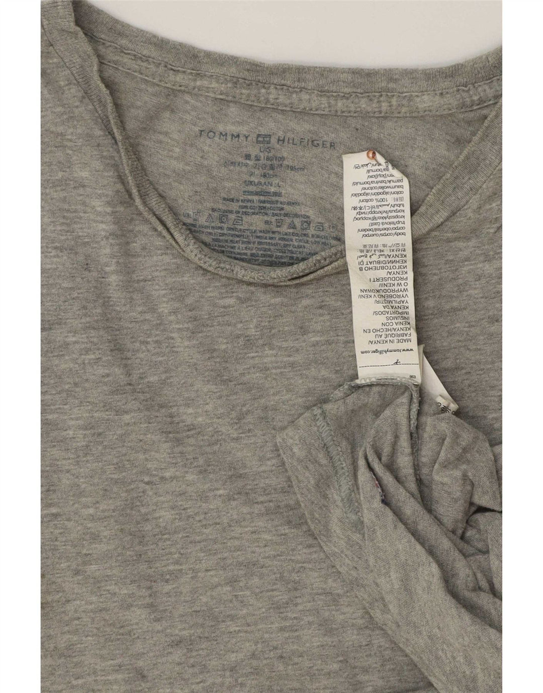 Tommy Hilfiger Herren T-Shirt Top Large Grau Baumwolle