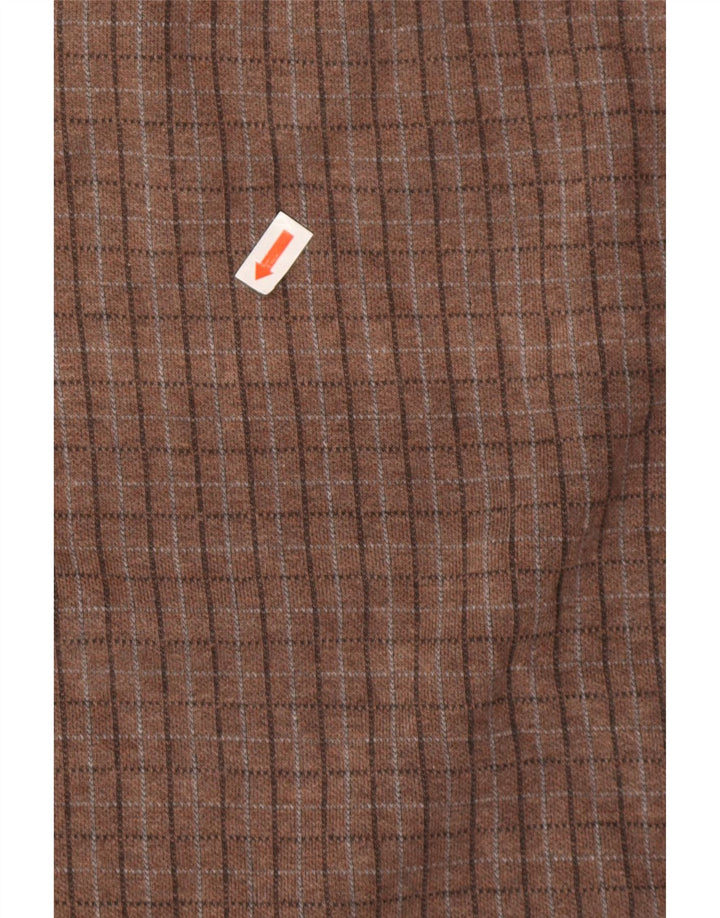 Izod Herren-Sweatshirt mit Reißverschluss am Hals, mittelbraun karierte Baumwolle