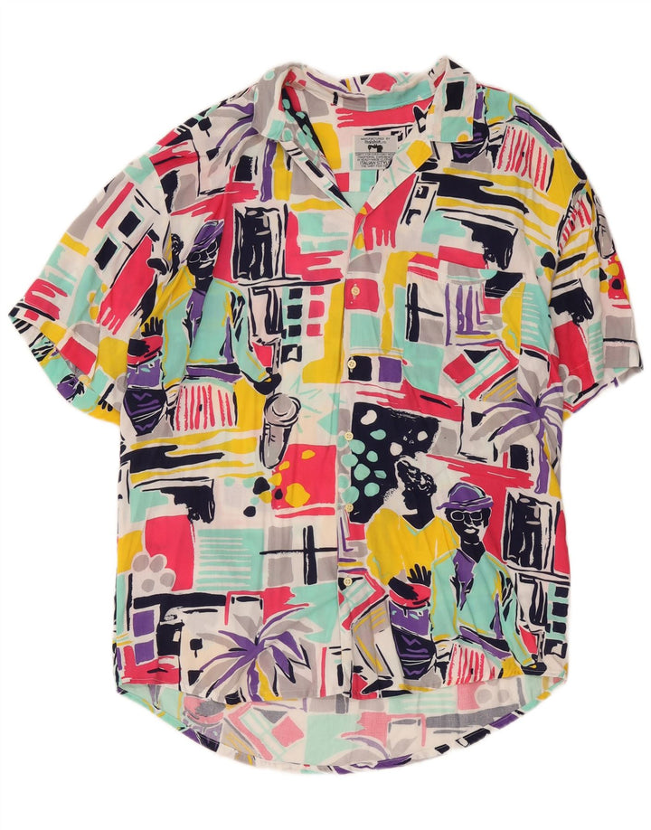 Vintage Herren-Kurzarmshirt mit Grafik, mittelgroß, mehrfarbig, Patchwork