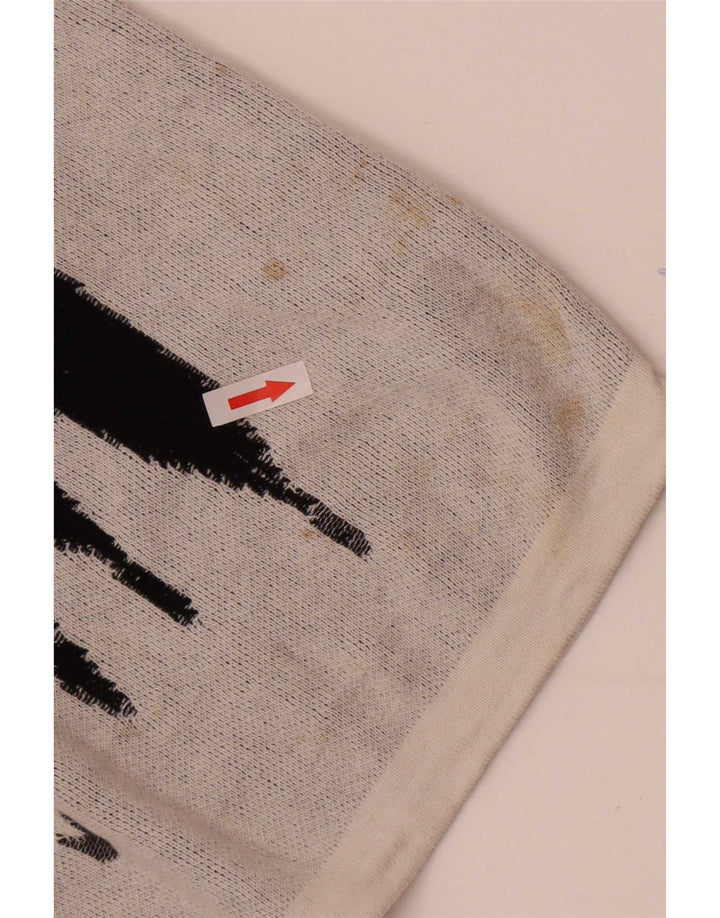Zara Herren-Pullover mit grafischem U-Boot-Ausschnitt, mittelgraue Baumwolle