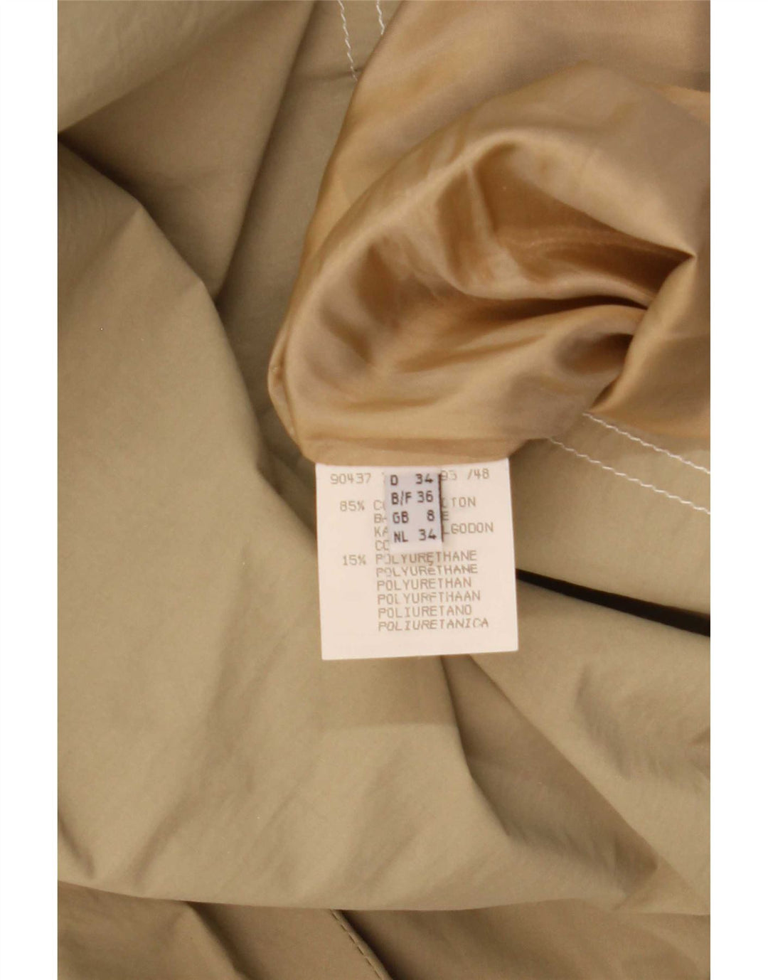 Vintage Damen Parka-Jacke mit Kapuze, übergroß, UK 8, Größe S, Beige, Baumwolle