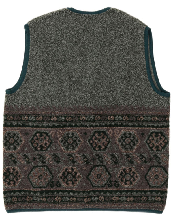 Vintage Herren Fleeceweste UK 42 XL Graues geometrisches Polyester