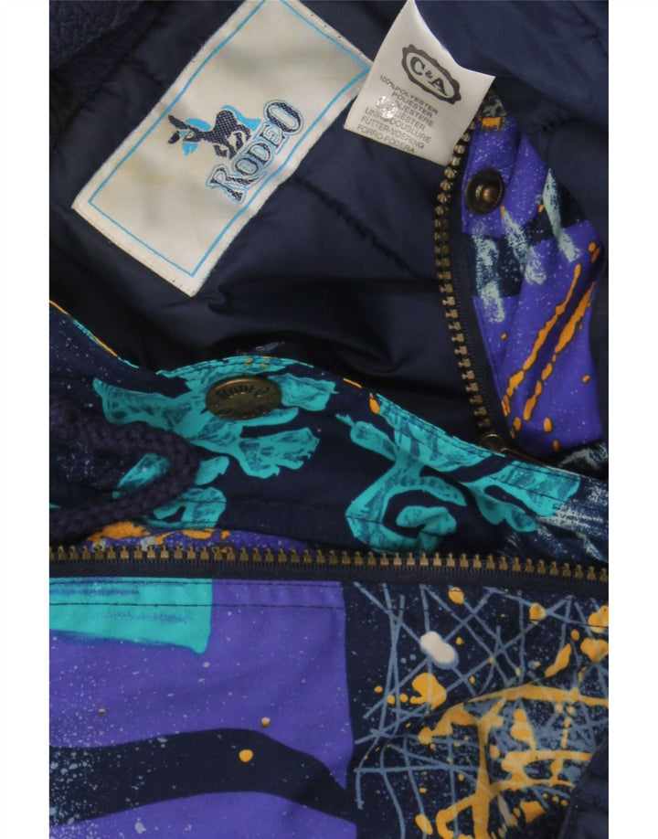 RODEO Womens Hooded Windbreaker Jacket UK 22 3XL Navy Blue Patchwork Vintage Rodeo and Second-Hand Rodeo from Messina Hembry 