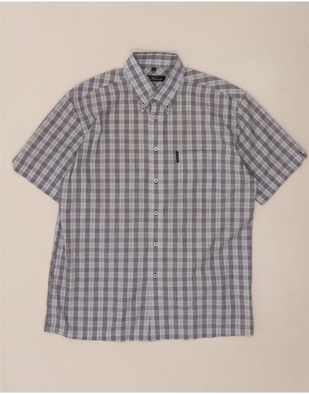 BEN SHERMAN Herren-Kurzarmhemd, groß, blau kariert