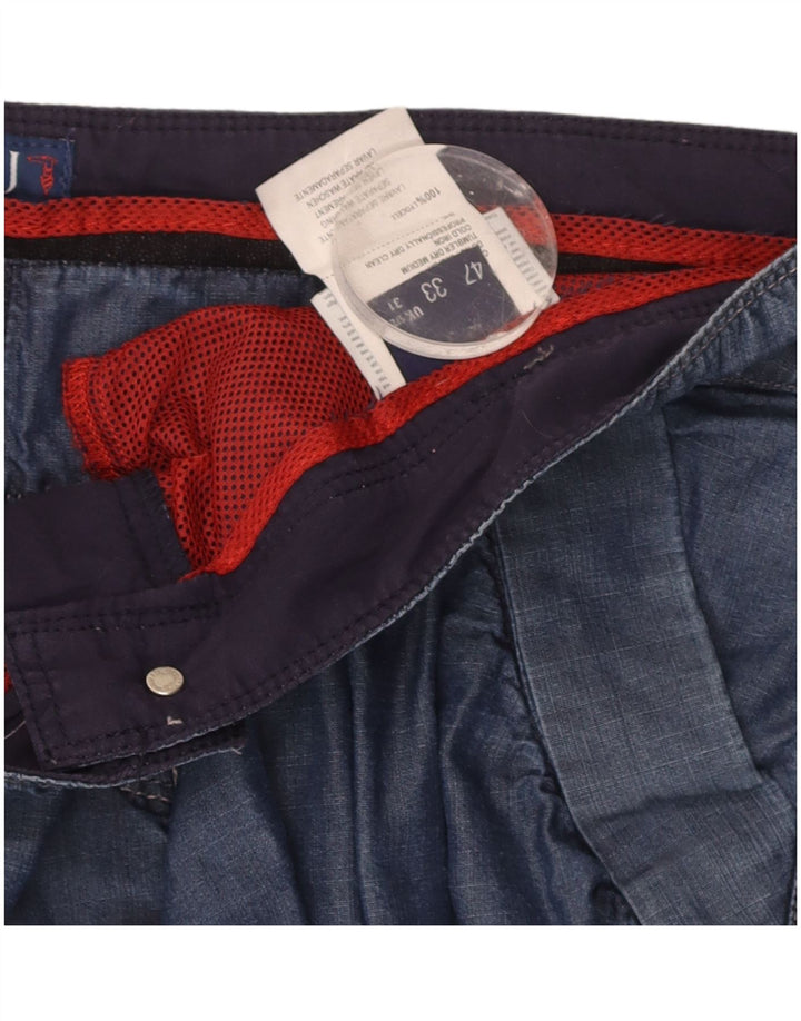 TRUSSARDI Womens Straight Capri Trousers W31 L21 Blue Lyocell