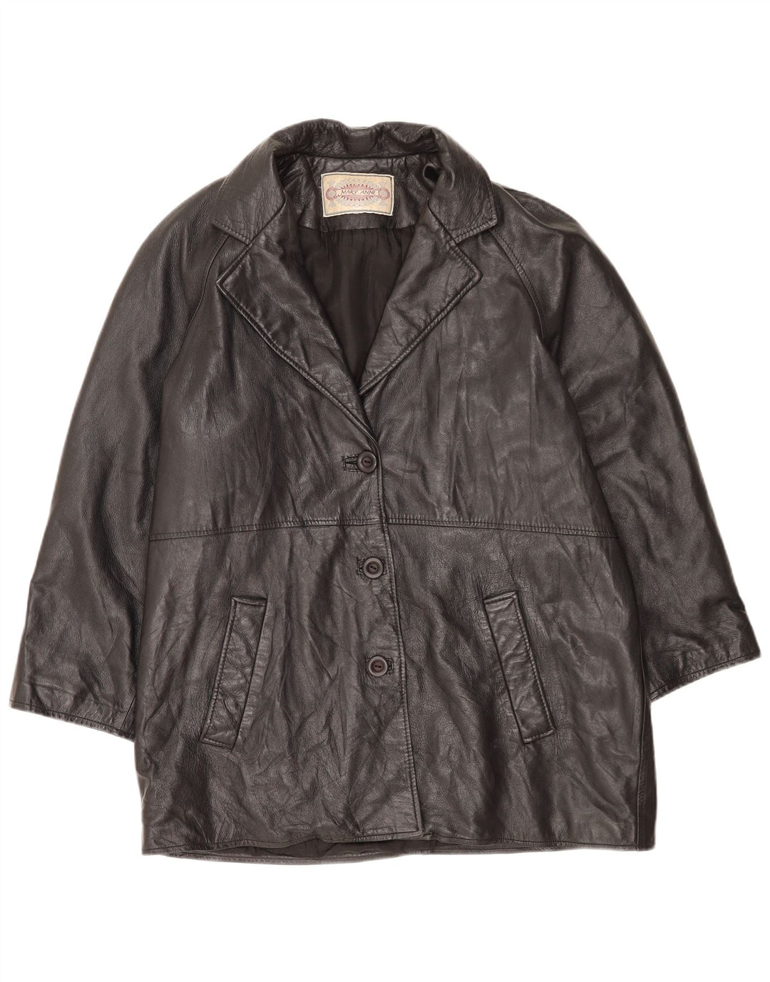 Mary Anne Damen Lederjacke UK 18 XL Schwarz