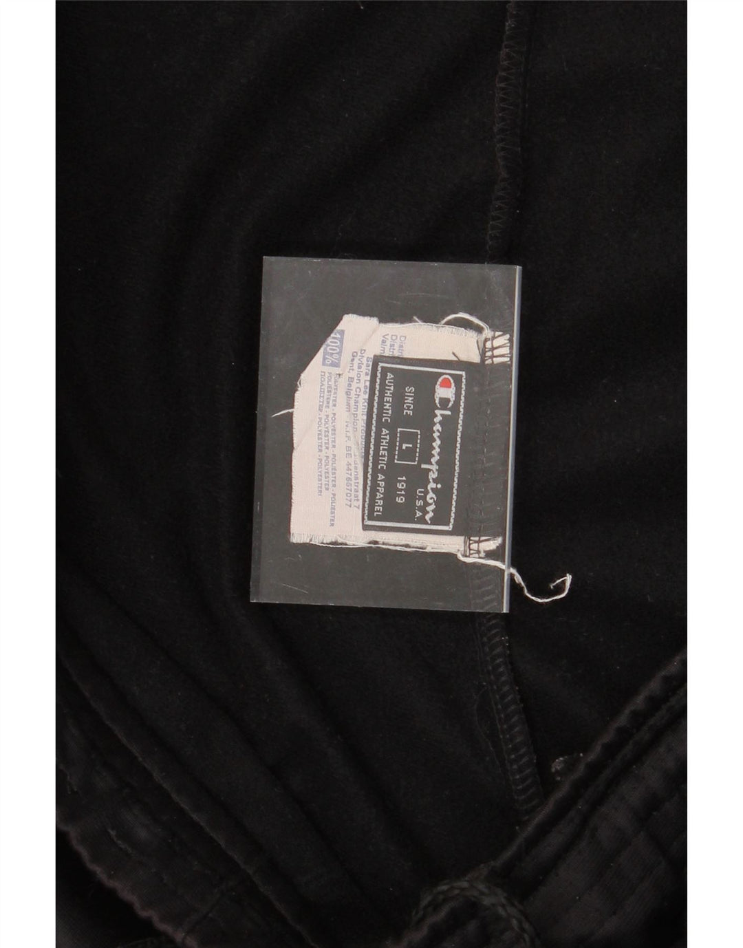 CHAMPION Mens Graphic Tracksuit Trousers Large  Black Polyester Vintage Champion and Second-Hand Champion from Messina Hembry 