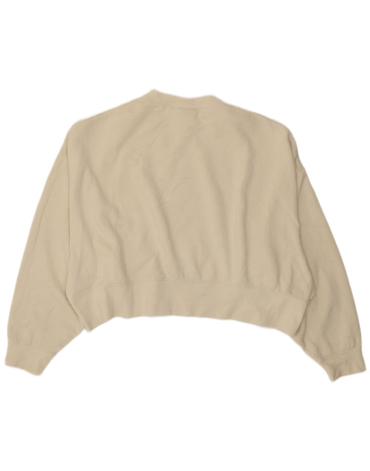 Nike Womens Crop Oversized Sweatshirt Pullover UK 14 Medium Off White Baumwolle