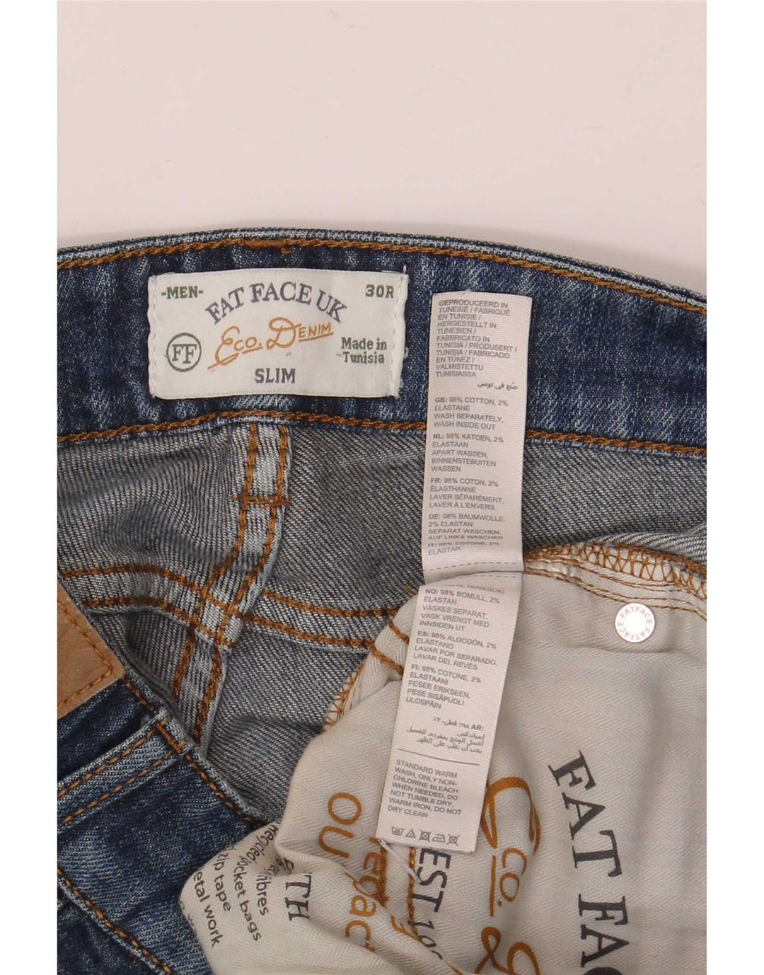 Slim-Jeans für Herren von Fat Face, W30, L32, Blau, Baumwolle
