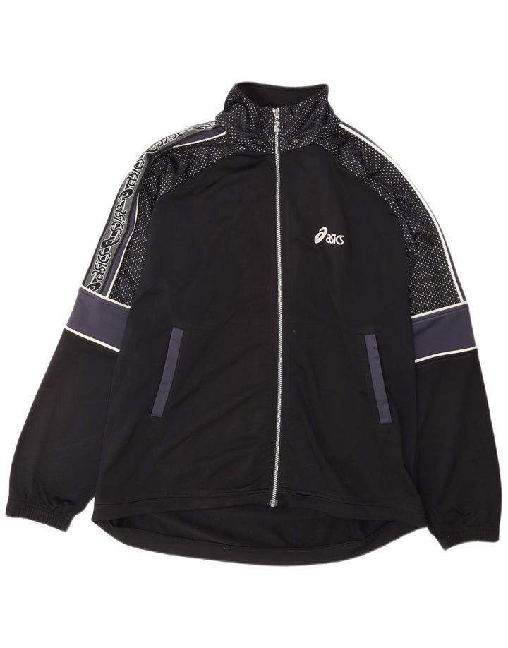 Asics Herren-Trainingsanzug mit normaler Passform, Oberteil, Jacke, XL, Schwarz, Farbblock