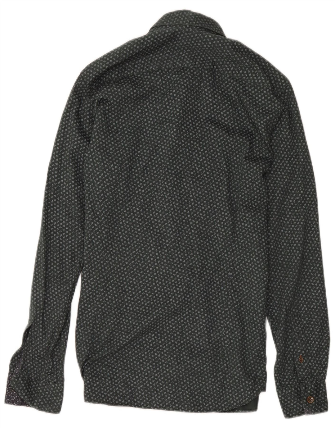 Ted Baker Herrenhemd, Größe 2, klein, grüne, geometrische Baumwolle