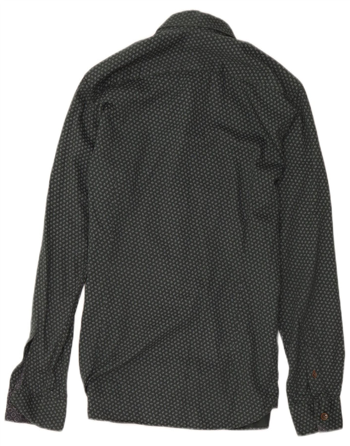 Ted Baker Herrenhemd, Größe 2, klein, grüne, geometrische Baumwolle