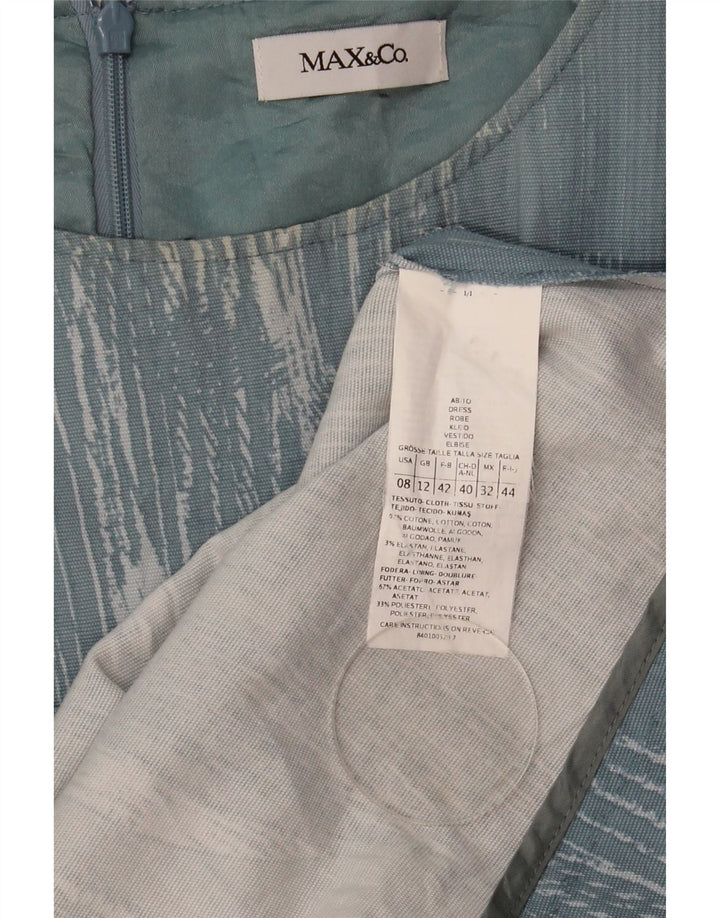 Max & Co. A-Linien-Kleid für Damen, UK 12, mittelblau geflecktes Acetat