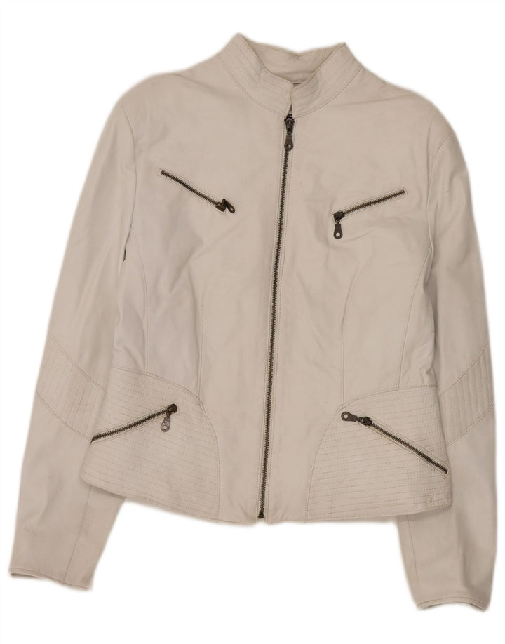 Schegge Damen Leder Racer Jacke IT 52 2XL Weiß