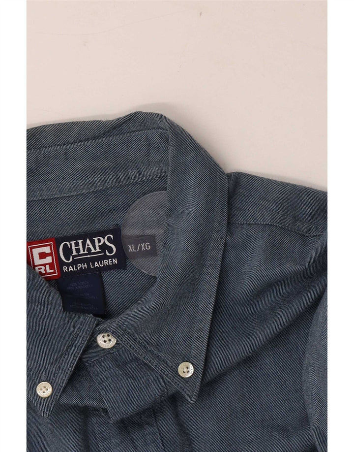 Chaps Ralph Lauren Herrenhemd XL, blaue Baumwolle