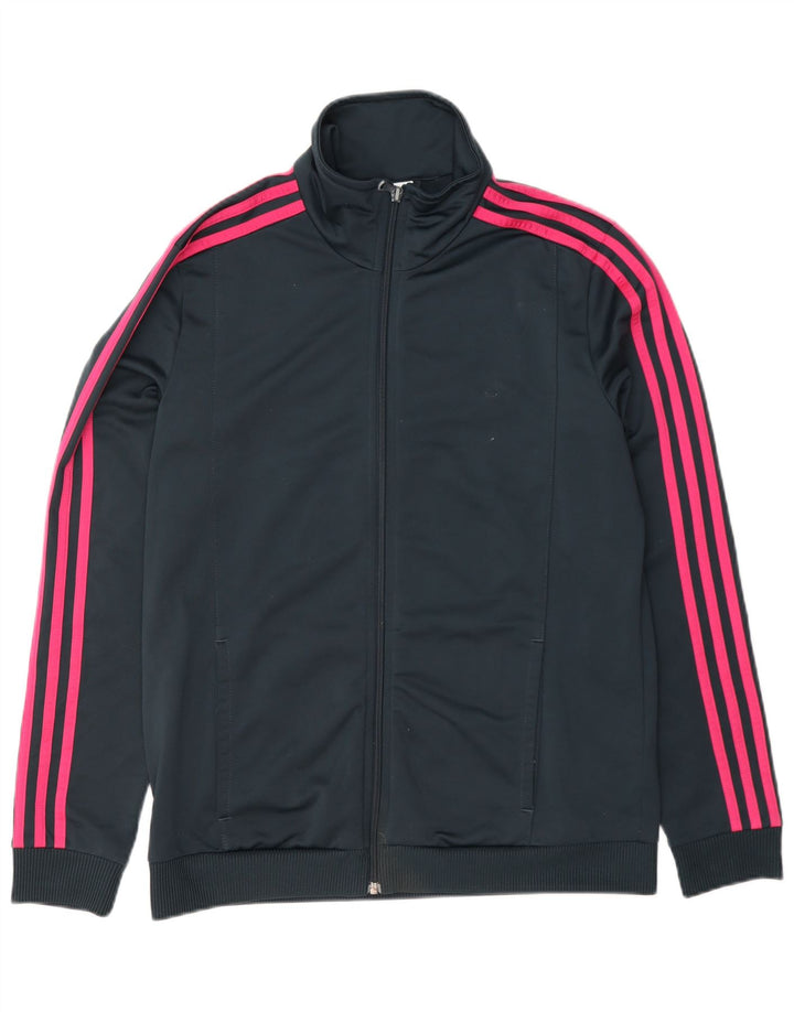 Adidas Damen Trainingsanzug Top Jacke UK 12/14 Medium Marineblau Polyester