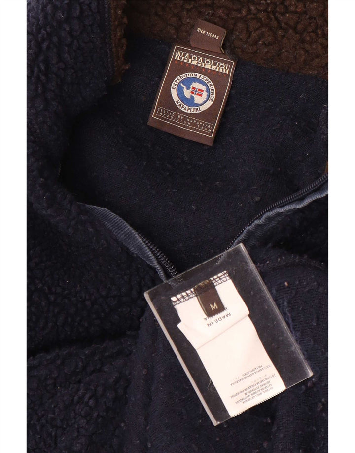 Napapijri Herren-Fleecepullover mit grafischem Reißverschluss und Halsausschnitt, mittelmarineblaues Polyester