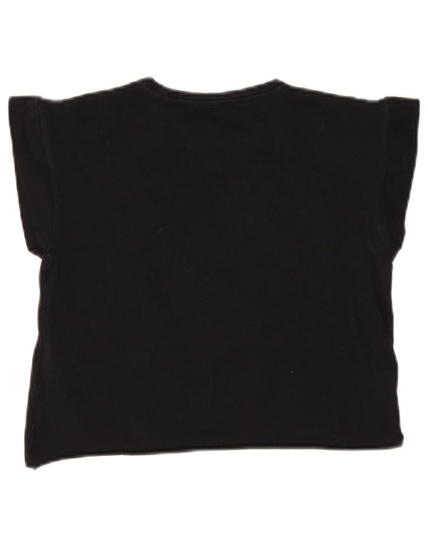 Guess Damen Crop Graphic T-Shirt Top UK 12 Mittelschwarze Baumwolle