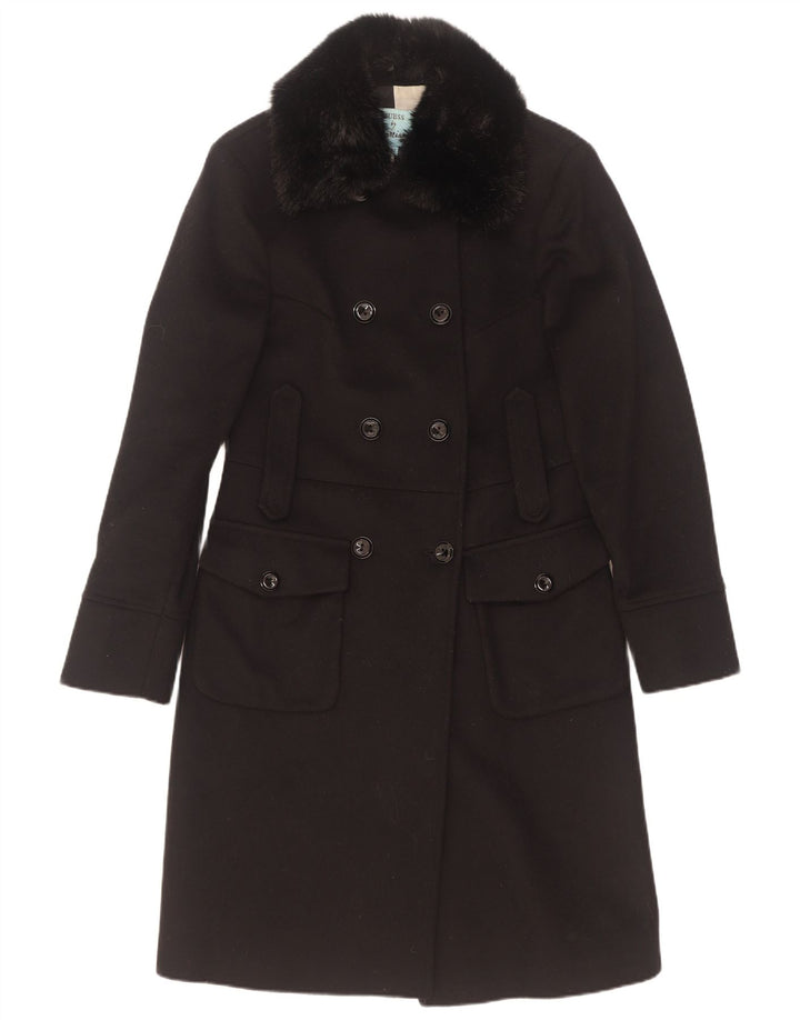 Guess By Marciano Damen Zweireihiger Mantel IT 42 Mittelschwarze Wolle