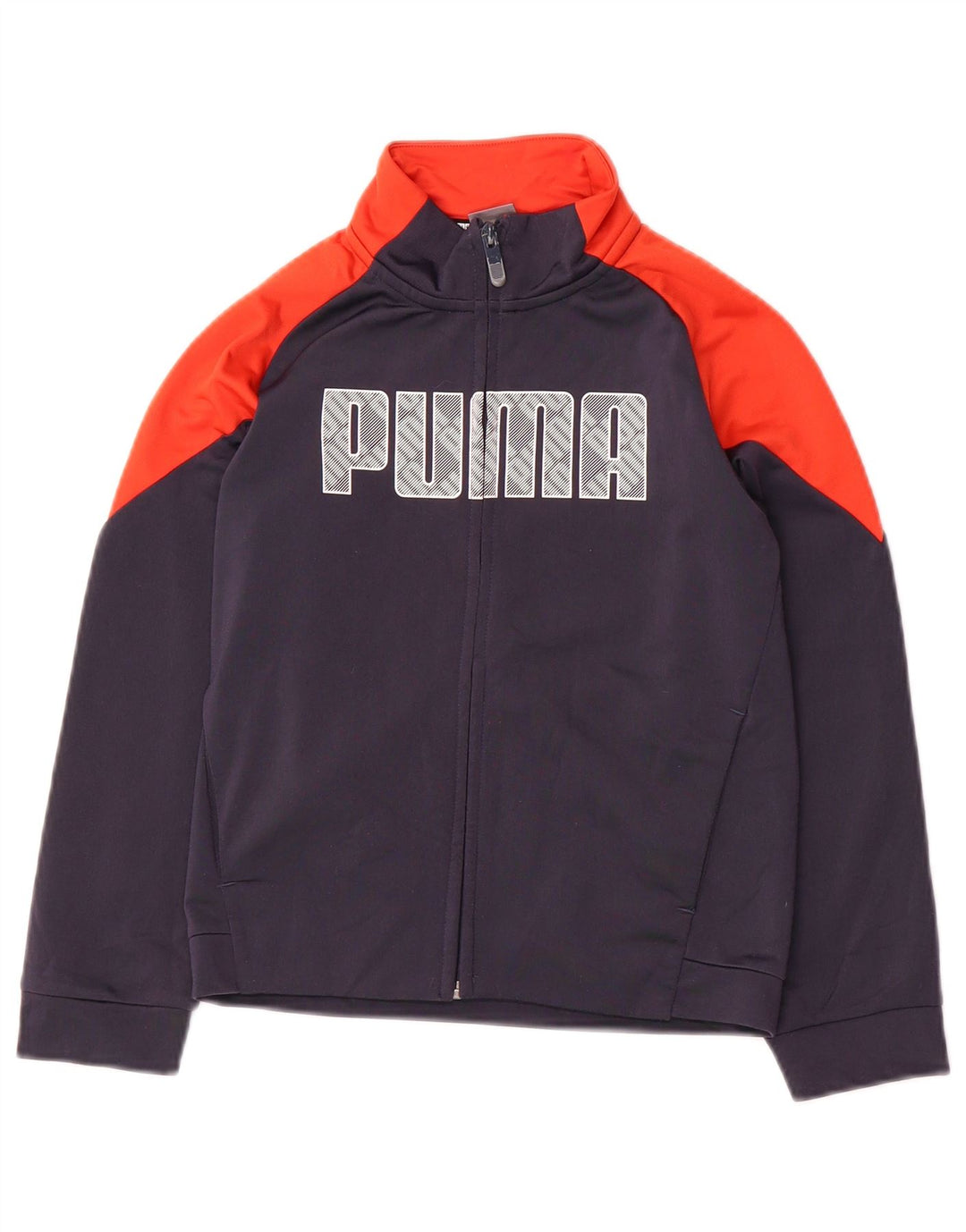 Puma Jungen Grafik-Trainingsanzug-Top-Jacke, 7–8 Jahre, Marineblau, Farbblock