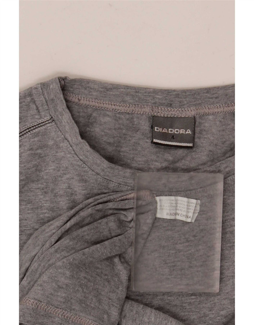 Diadora Herren-T-Shirt-Oberteil aus mittelgrau gesprenkelter Baumwolle