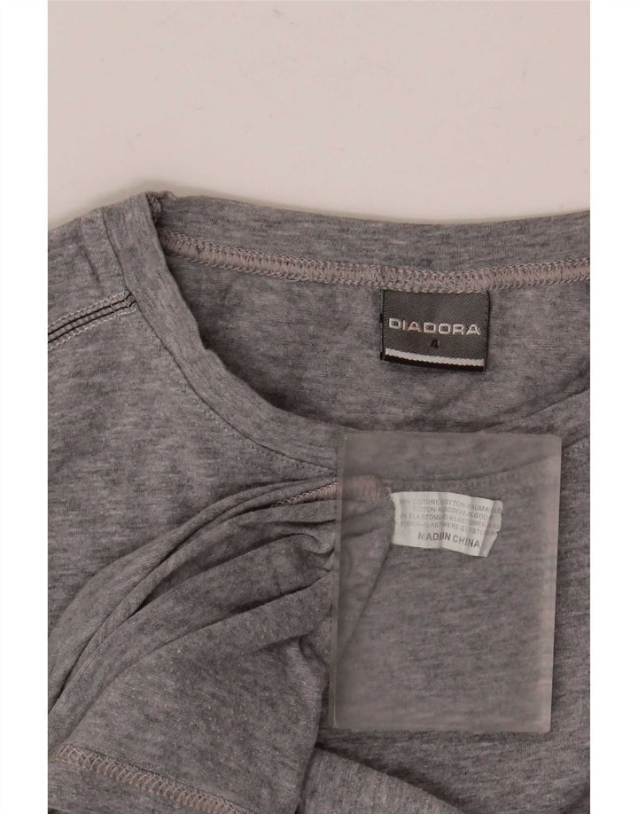Diadora Herren-T-Shirt-Oberteil aus mittelgrau gesprenkelter Baumwolle