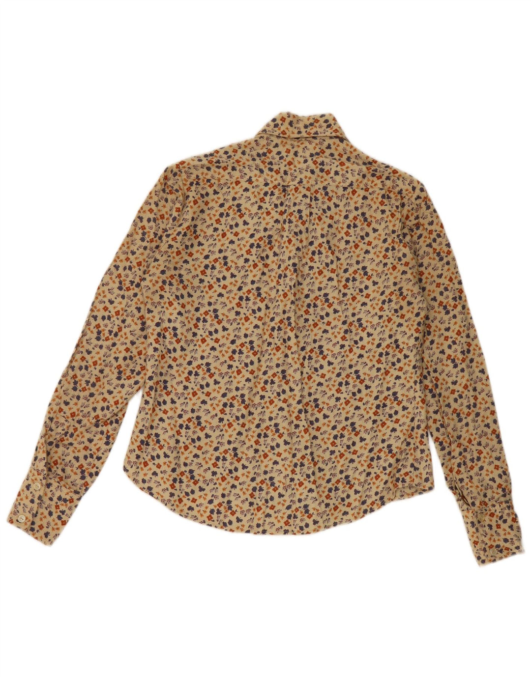 Vintage Damen Shirt UK 12 Medium Beige Floral