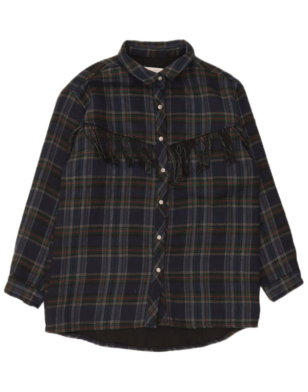 Zara Overshirt Flanellhemd für Jungen, 13–14 Jahre, marineblau, kariert, Polyester