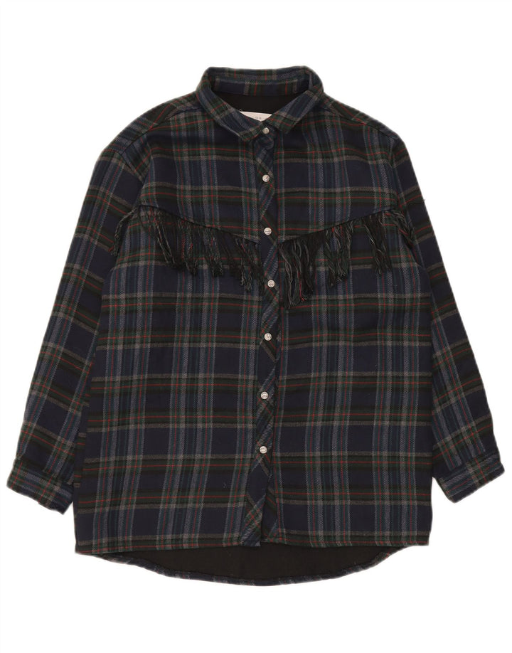 Zara Overshirt Flanellhemd für Jungen, 13–14 Jahre, marineblau, kariert, Polyester