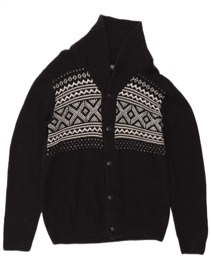 CHAPS Herren-Cardigan, Größe S, Schwarz, Fair-Isle-Baumwolle