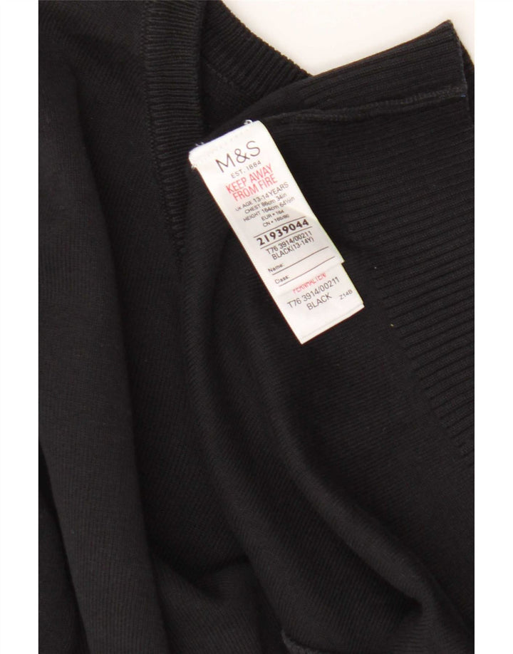 Marks & Spencer Jungen-Pullover mit V-Ausschnitt, 13–14 Jahre, schwarze Baumwolle