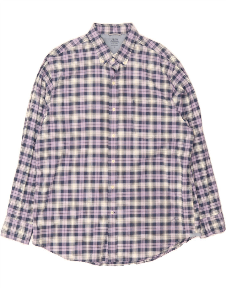 IZOD Mens Relaxed Classics Shirt XL Purple Check Cotton Vintage Izod and Second-Hand Izod from Messina Hembry 