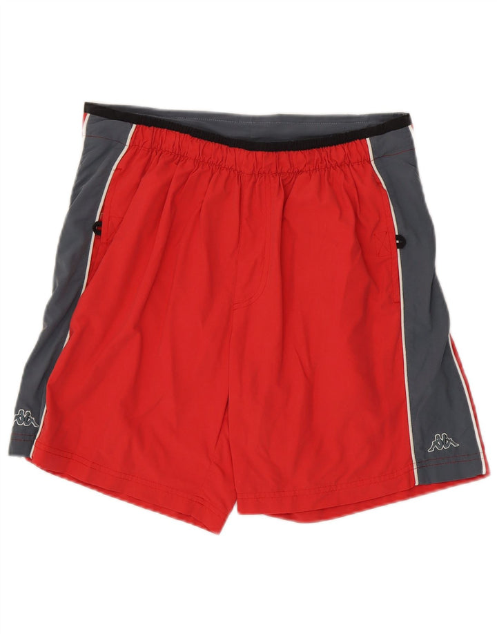 Kappa Herren-Badeshorts mit Grafik, mittelrot, Colourblock-Polyamid