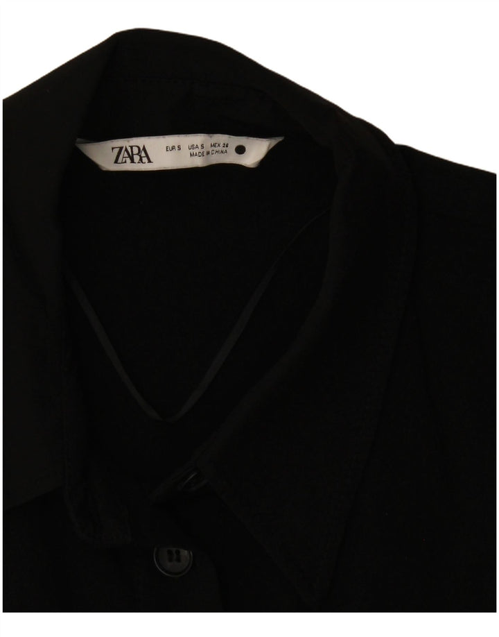 Zara Damen Maxi-Hemdkleid UK 10 Small Schwarz