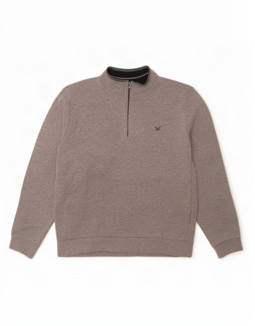 Crew Clothing Herren-Sweatshirt mit Reißverschluss am Hals, Größe L, Grau meliert