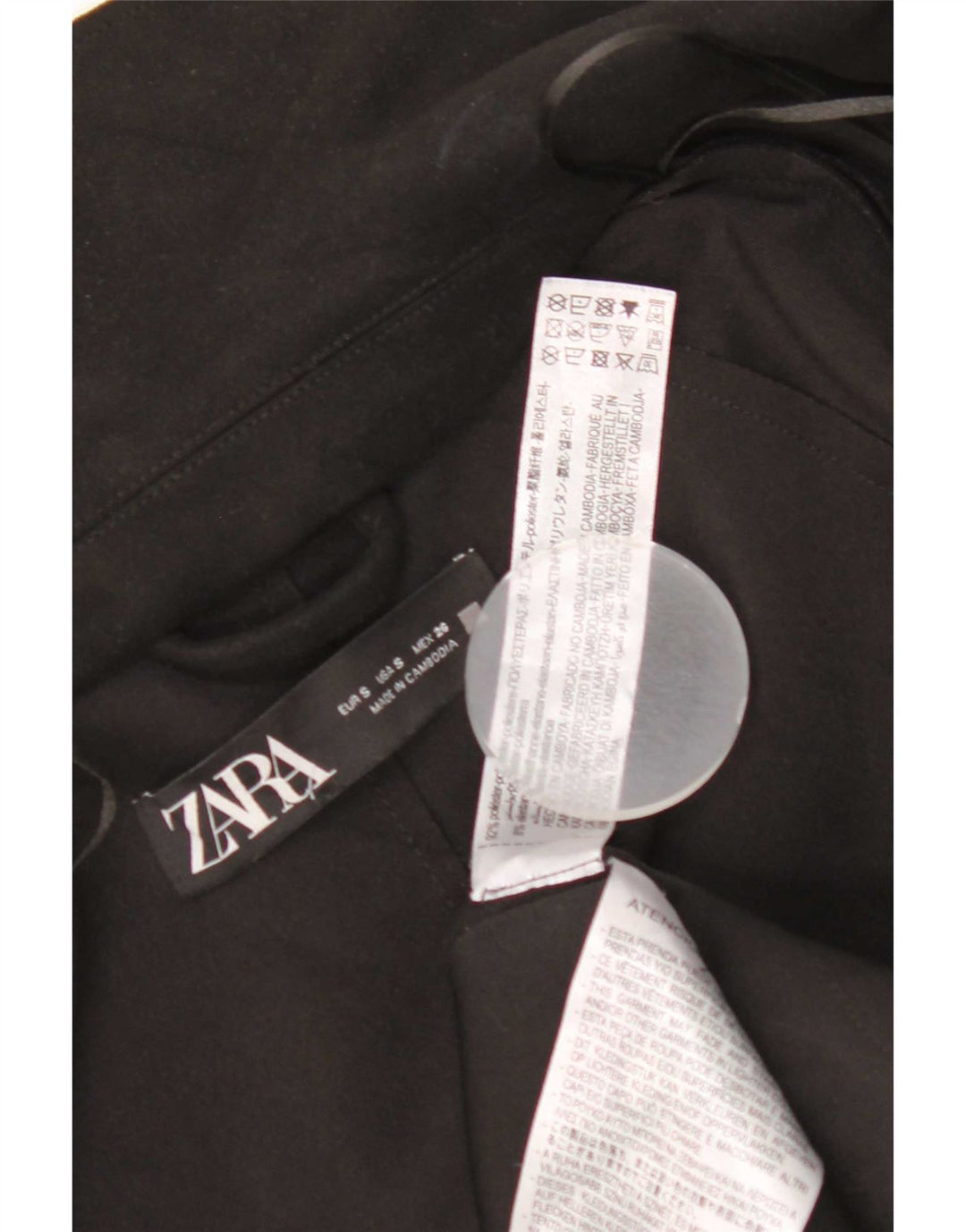 Zara Damen offener übergroßer Mantel UK 10 Small Schwarz Polyester Klassisch