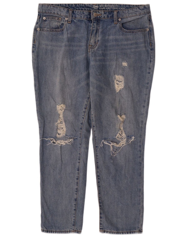 Gap Damen Sexy Boyfriend Distressed Straight Jeans UK 18 XL W36 L27 Blau