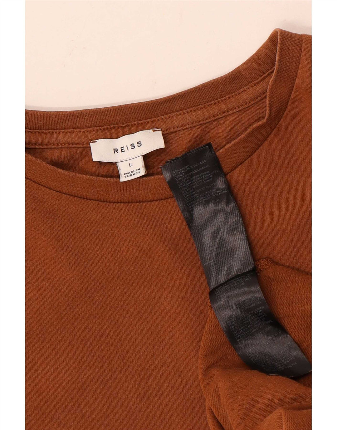 Reiss Damen T-Shirt Top Large Braun Baumwolle
