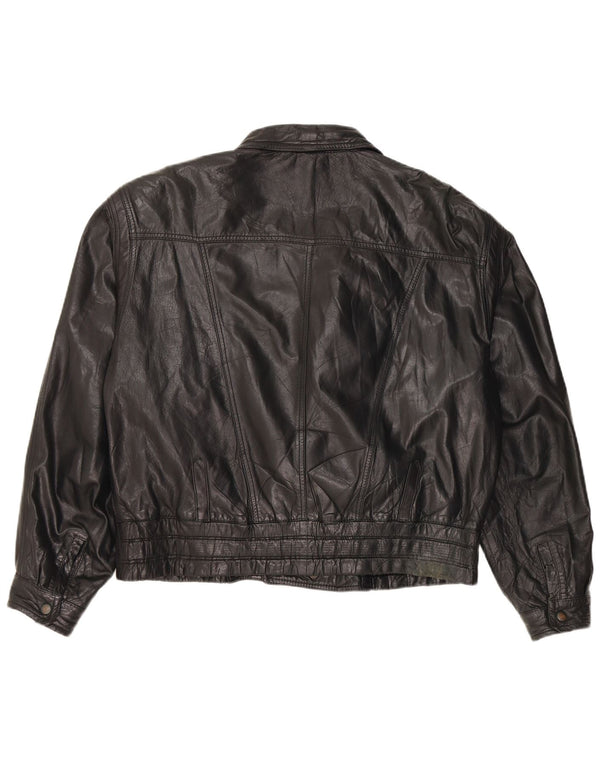 Vintage Herren Leder Bikerjacke IT 50 Large Schwarz